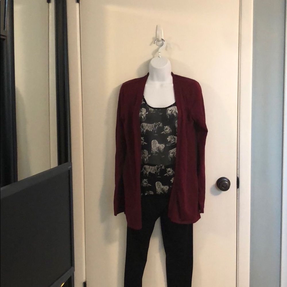 Maurices Red Long Basic Cardigan